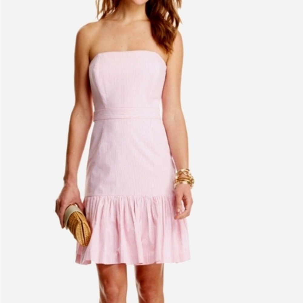 Vineyard Vines Kentucky Derby  Pink Seersucker Strapless Dress